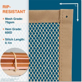 Roving Cove Stair Banister Guard 15ft x 3ft, Railing Safety Net for Baby Proofing, Child Safety Stairway Cover, Balcony Mesh Netting, Almond Brown