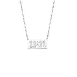 Jukoclut Angel Number 1111 Necklace for Women Stainless Steel Bar Pendant Lucky Numerology Jewelry (Silver-111)