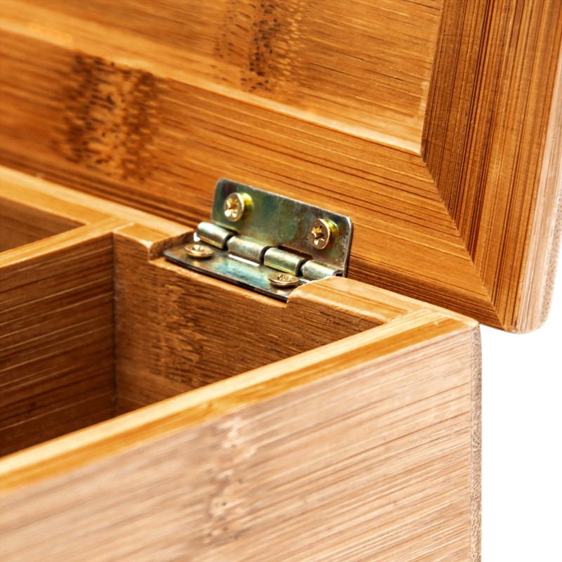 Relaxdays 10018875 Bamboo Tea Box 4 Compartments with Lid High-quality