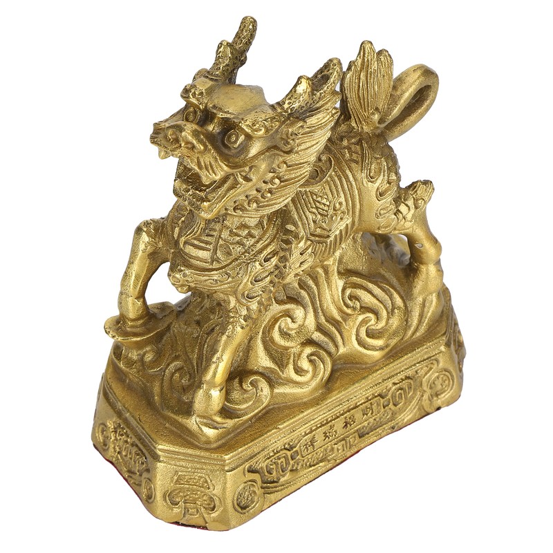 Qilin Ornament Brass Home Desktop Statue Collection Lucky Animals Crafts