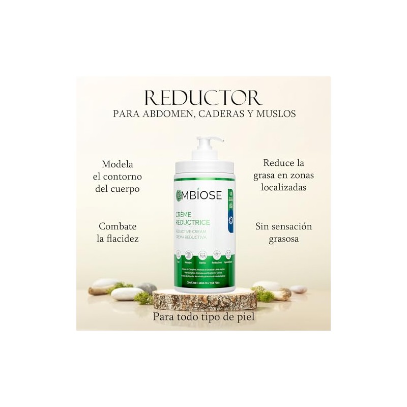 Crema Reductiva Ambiose 1000 ml, Elimina Grasa, Reduce Medidas, Tonifica