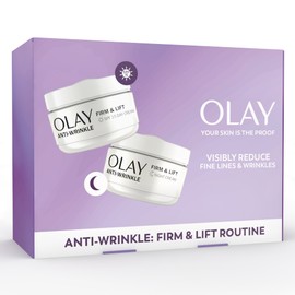 Olay Anti-Wrinkle Firm & Lift Giftset: SPF15 Day Face Cream 50ml + Night Cream Moisturiser 50ml, Anti-Ageing Skin Care