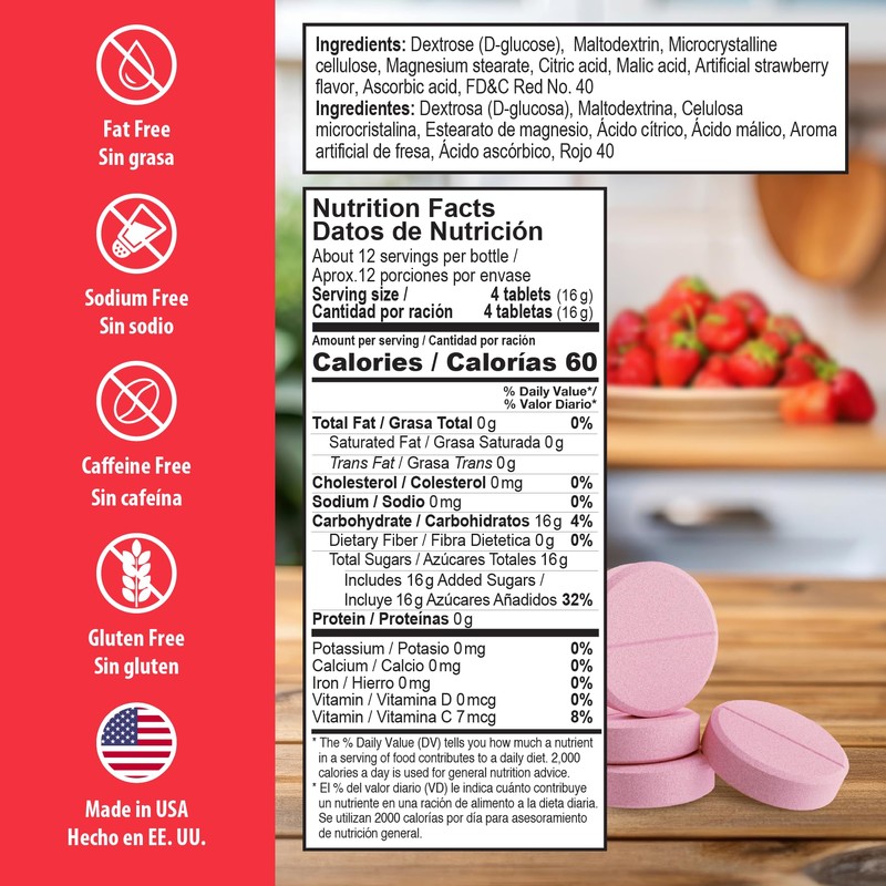 Dex4 Glucose Tablets, Fast Acting Glucose, 4g Pre-Measured Glucose per