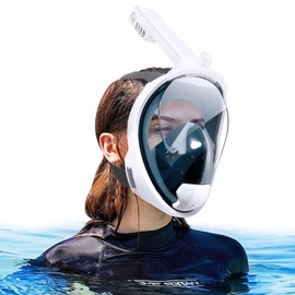 HEARTST Full Face Snorkel Mask, 180° Ultra Wide Angle Double Floating Ball Design, Diving Mask, Anti-Fog, Leak Proof, Diving Sports Camera, Snorkeling Mask, Includes Storage Bag, Freely Breathable