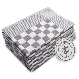 ZOLLNER 352 Tea Towels, 65 x 65 cm, 100% Cotton, 236 g/m², Set of 6, Anthracite