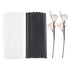 uxcell 102Pcs Reed Diffuser Sticks Set, Fiber Fragrance Flower Reed Diffuser Replacement Refill Sticks Flower Decor with Plastic Bottle for Home, Hotel, Office (Black White)
