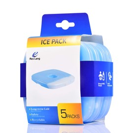 Cold Ice Freezer Pack for Lunch Box/Bag Original Cool Healthy Reusable Hard Slim Lightweight Long Lasting for Coolers Backpack Outdoor Camping (130g,Set of 5)
