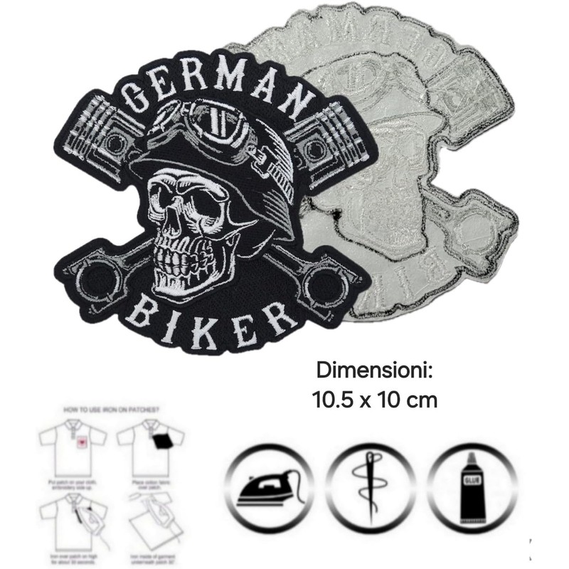 Embroidered iron-on patch biker "German biker" | for sew-on/iron-on |