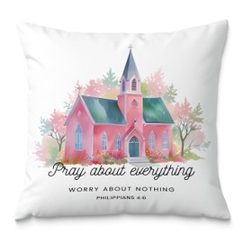 Fuasei Pink Christian Philippians 4:6 Pillow Covers 18x18, Christian Gifts for Women, Bible Verse Room Bedroom Decor, Scripture Church Pray About Everything Worry About Nothing Pillow Covers