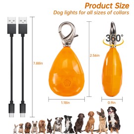 CHUKCHI 2Pack LED Rechargeable Dog Collar Lights, Light up Dog Collar, 3 Modes Dog Lights for Night Walking Waterproof Dog Light Safety for Running, Camping, Climbing, Bike