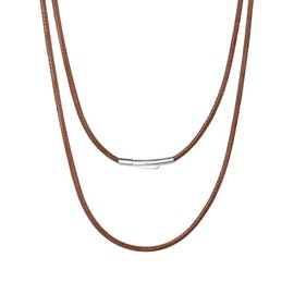 Bestyle Long Leather Necklace Wax Cord Rope Chain Men, Mens Bradied Leather Necklace Jewellery Mens Waterproof Brown Cords Necklace for Pendant DIY Jewelry Making, 2mm 30 Inch