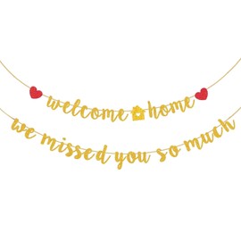 Calkkrer Welcome Back Welcome Home Decoration Set, Welcome Party Decoration, Welcome Back Banner, Homecoming Party Decoration, Welcome Back Decoration (Gold)