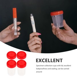 Healvian Specimen Cups with Lids 15pcs Clear Urine Collection Cup 60ML Urine Sample Jar Containers for Pee Semen Sperm Sample Testing (Random Color)