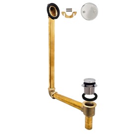 Westbrass 7931817-DC-26 22" Direct Connect 17 Gauge Brass Waste and Overflow with Tip-Toe Drain Trim, Polished Chrome