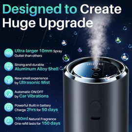 Amor Lyris Smart Car Air Freshener, New Car Smell Air Freshener, Car Diffuser Ultrasonic Mist, 5 Adjustable Spray for 30 Seconds, 3.4oz Car Fresheners Long Lasting 5 Months, Natural Grapefruit Sauvage