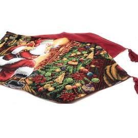 Tache Festive Winter Holiday Christmas Down The Chimney Decorative Tapestry Table Runners, 13 x 54