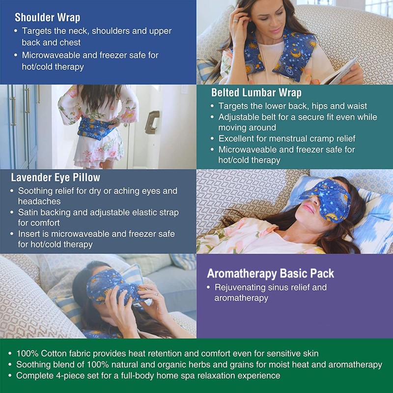 Nature’s Approach Aromatherapy Heating Pad 4-Piece Microwave Heating Pad Set