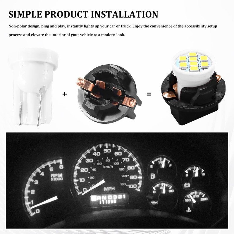 Lyxheth 10PCS T10 194 168 LED Dash Instrument Light Bulbs