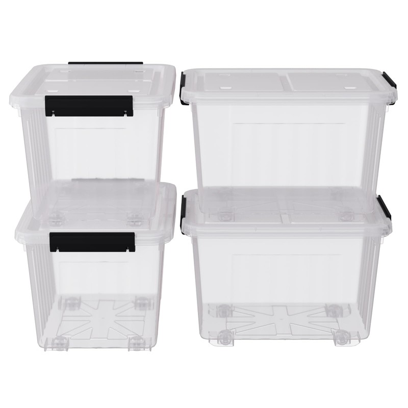 Rinboat 42 Quart Storage Boxes with Wheels, Plastic Storage Box