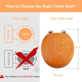 Angel Shield Wood Veneer Natural Toilet Seat with Quiet Close,Easy Clean, Quick-Release Hinges(Round,Wood)