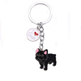 Dog Keychain,Cute Metal Keychain,Bag Charm,Best Birthday Gift,10cm (Black French Bulldog), French Bulldog
