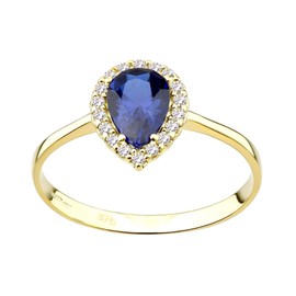 Old English Jewellers 9ct Yellow Gold Sapphire Teardrop Cluster Ring size J K L M N O P Q R S (N)