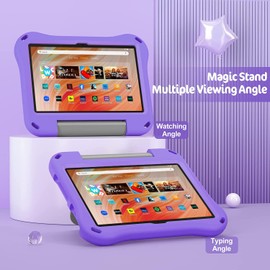2023 Kids Case for 10" Tablet, GTYOM Lightweight Shockproof Kids Friendly Case with Handle Stand, Fit for LG Sony 10 inch Tablets, Purple