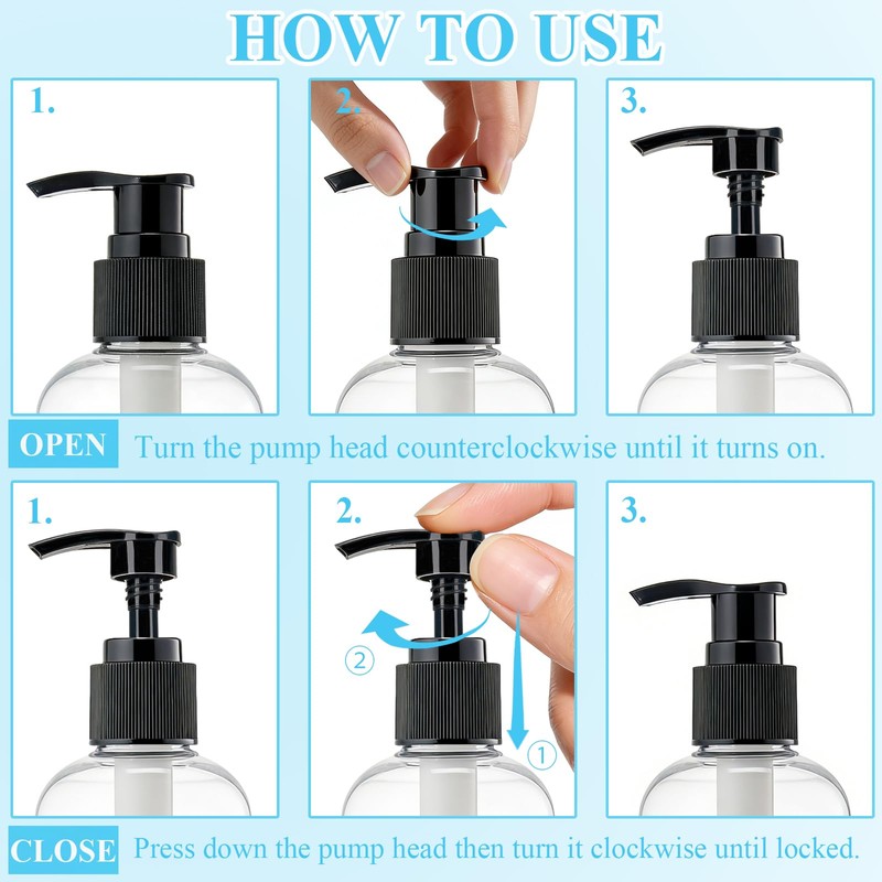 48 Pcs 8oz Empty Plastic Lotion Pump Bottle Dispenser