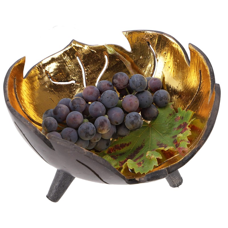 GURU SHOP Coconut Bowl, Exotic Decorative Bowl - Leaf, Gold,