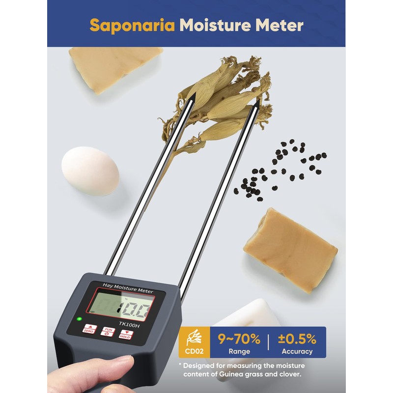 Hay Moisture Tester with Probe Accurate Moisture & Temperature Detection,
