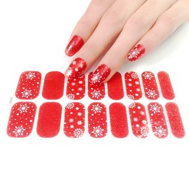 LIFOOST Gloss Nail Strips - UV Free, Chip Resistant, Long Lasting Gel Nail Stickers | Contains 16 Nail Wraps, 1 Prep Pad, 1 Nail File (Snowflakes 1)