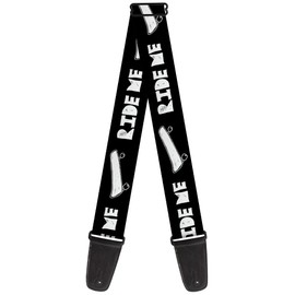 Guitar Strap Ride Me Skateboard Black White 2 Inches Wide