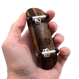 PROlific Complete Fingerboard with Upgraded Components - Pro Board Shape and Size, Bearing Wheels, and Trucks - 32mm x 97mm Handmade Wooden Board - Double Vision Edition