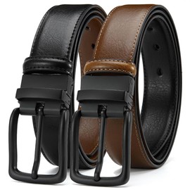 DOOPAI Reversible Leather Belt for Men 1.25" - Dual Sided Dress and Casual Belt, Trim to Fit, 2 Styles in One Belt