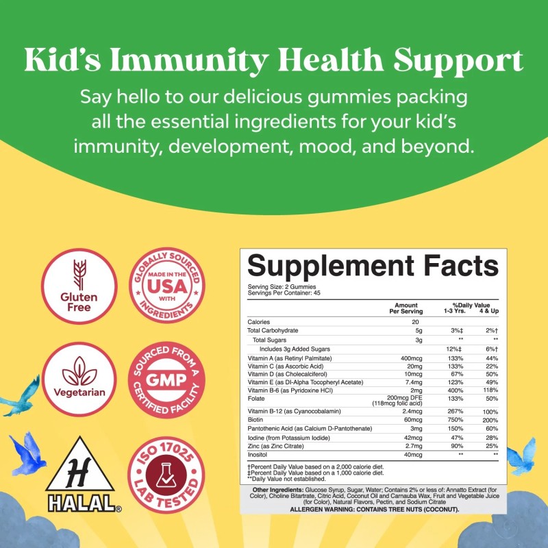 Delicious Daily Kids Multivitamin Gummies - Immunity Support Formula 90ct