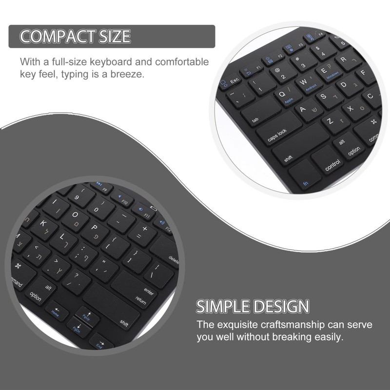 Hebrew Keyboards, Black Keyboards Silent Wireless Ultra-Thin Multimedia Full-Size Low