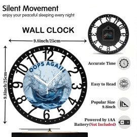 25cm Circular Iron Wall Clock with a Outlet and Plugsheet size: 10 inch, color: Black