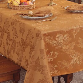 SASTYBALE Fall Tablecloths for Inch Rectangle Tables - 60x102 Brown Maple Leaves Jacquard Tablecloth, Vintage, Spill-Proof & Wrinkle Free for Thanksgiving Feasts, Harvest Celebrations, Cozy Dinners