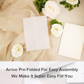 100 Pack Vellum Jackets for Invitations, 5x7inch Pre-Folded Translucent Vellum Wrap Jackets, Vellum Paper Translucent Paper Envelope Liners for Wedding Baby Shower Birthday Invitations