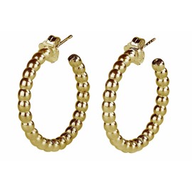 SILBERMOOS Women's Hoop Earrings Gold-Plated Ball Shiny 925 Sterling Silver Earrings, Yellow Gold, Not applicable