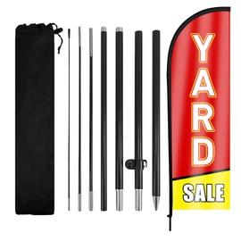 Yard Sale Feather Flag, 8.2ft YARD SALE Signs with Aluminum Pole and Ground Stake, Commercial Sign for Outside Business Swooper Flag Advertisng Feather Banner