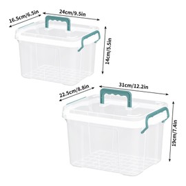 2-Pack Clear Storage Box Container，Clear First Aid Box Organizer with Compartments, Plastic Family Medical Supplies Storage Box
