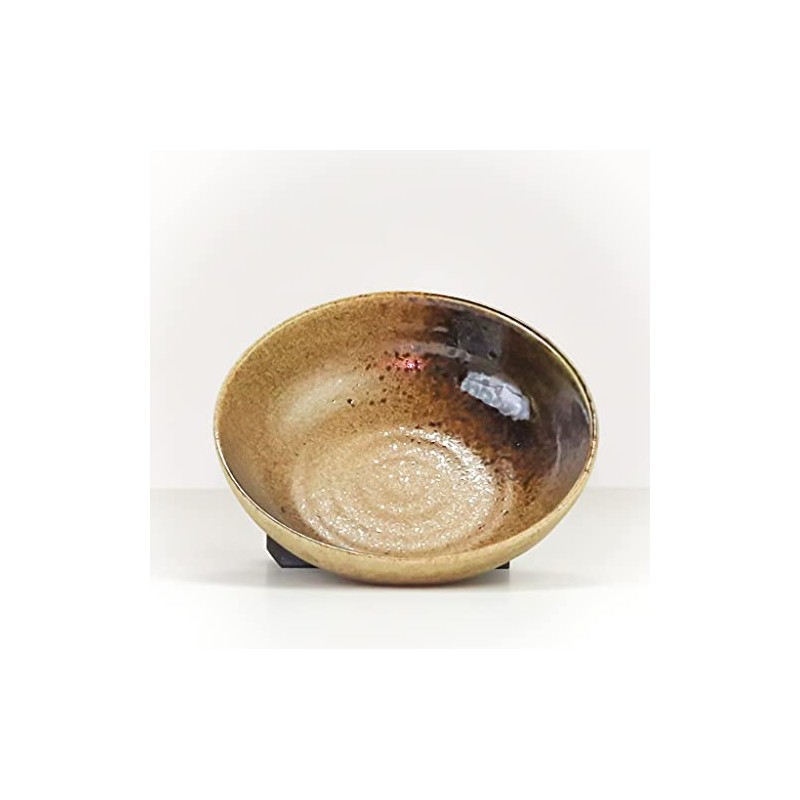 Sushisushi Glazed Stone Bowl Dark/Mid Brown 150×48mm (Japanese Made)