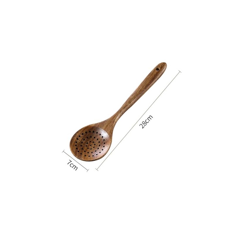 Natural Wooden Skimmer Spoon Long Handle Wood Slotted Spoon Soup