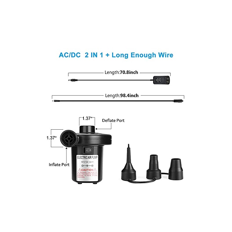 AGPTEK Powerful Electric Air Pump for Quick Inflation & Deflation