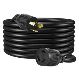 HENGYI L6-30P to L6-30R Extension Cord,Heavy Duty Generator Locking Power Cord,SJTW 10GUAGE,3 Prong Generator Cord with UL Listed ,Black,30Amp 7500 Watts,25FT