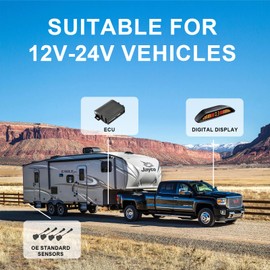 Promata PSW-81 12V 24V Reverse Backup Radar System,Wireless Parking Kit with 4 58Hkz Sensors for Car Truck Trailer,Upside Down Display with Adjustable Alarm Volume