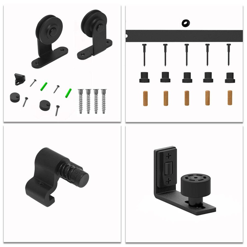 6FT Sliding Barn Door Hardware Kit Black Rustic Rail Track
