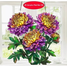 Unbranded Suncatcher Acrylic Purple Chrysanthemum Suncatcher - Garden Suncatcher (8"X8")
