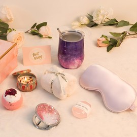 Santentre Gift Set Women Gifts for Women, Set of 8 Gift Set Women Birthday Best Friend Gifts, with 360 ml Stainless Steel Wine Cup Birthday Gift for Women, Mum, Girlfriend, Sister